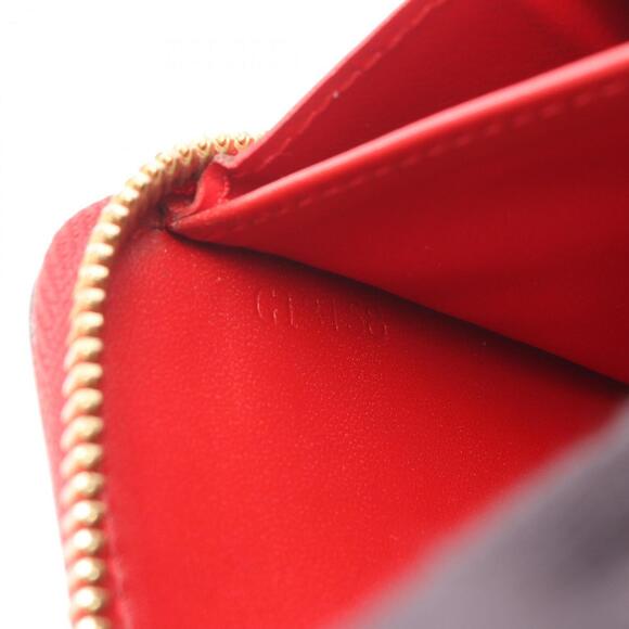 Louis Vuitton Zippy Wallet, Round Long Leather Vernis, Women's, Red, M90200